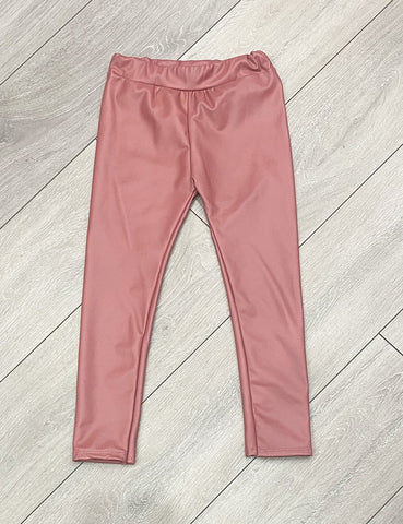 Pink Leather Look Leggings