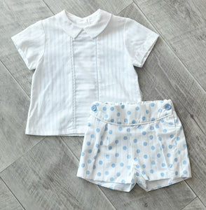 Miranda Baby Boys White & Blue Shorts Set 0146