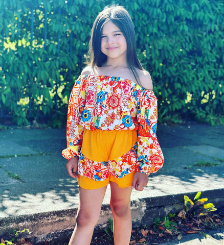 Orange Fiorenza Shorts Set
