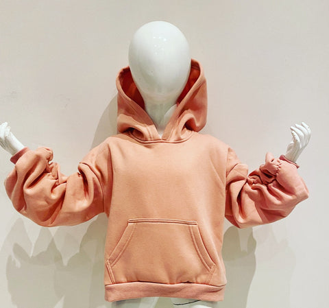 Pink Cece Ruched Sleeve Hoodie