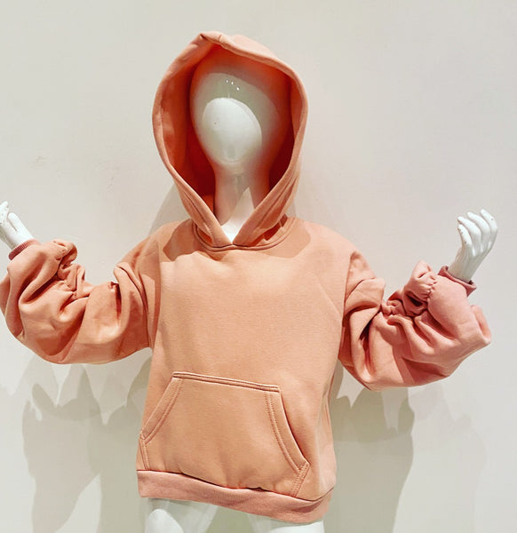 Pink Cece Ruched Sleeve Hoodie