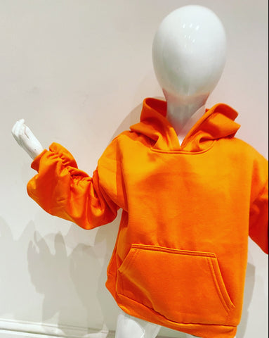 Orange Cece Ruched Sleeve Hoodie