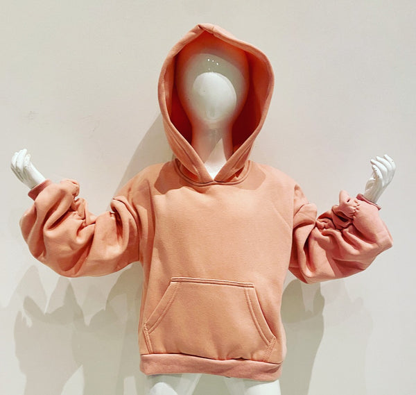 Pink Cece Ruched Sleeve Hoodie