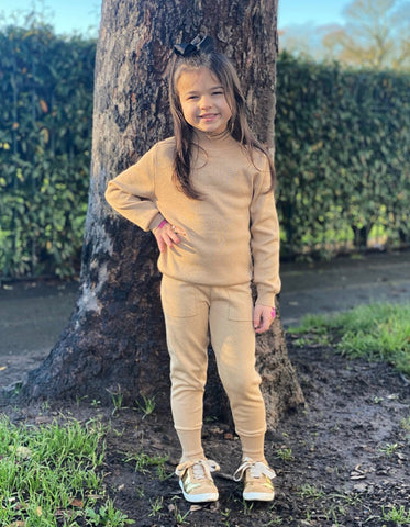 Beige Alani Knitted Leggings Set