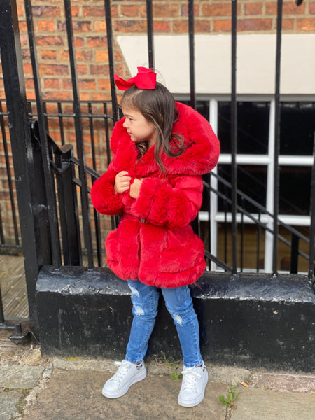 Red Florencia Hooded Coat