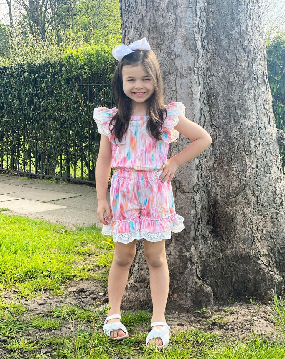 Orange Zaria Shorts Set