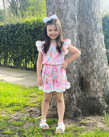 Orange Zaria Shorts Set