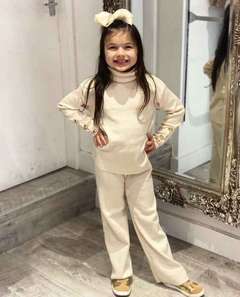 Beige Lavanaya Knitted Pants Set