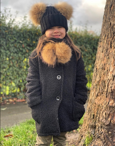 Black Mariene Teddy Coat