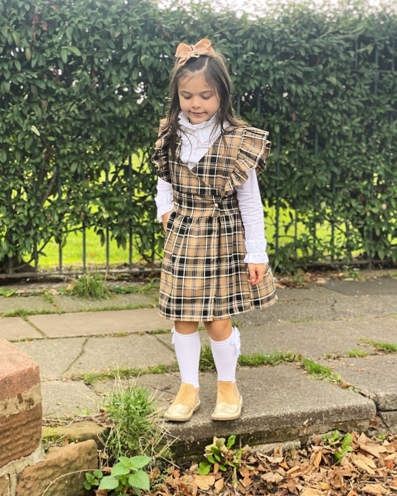 Beige Larissa Pinafore Dress & Shirt Le Bebe Boutique Beige Larissa Pinafore Dress & Shirt Le Bebe Boutique