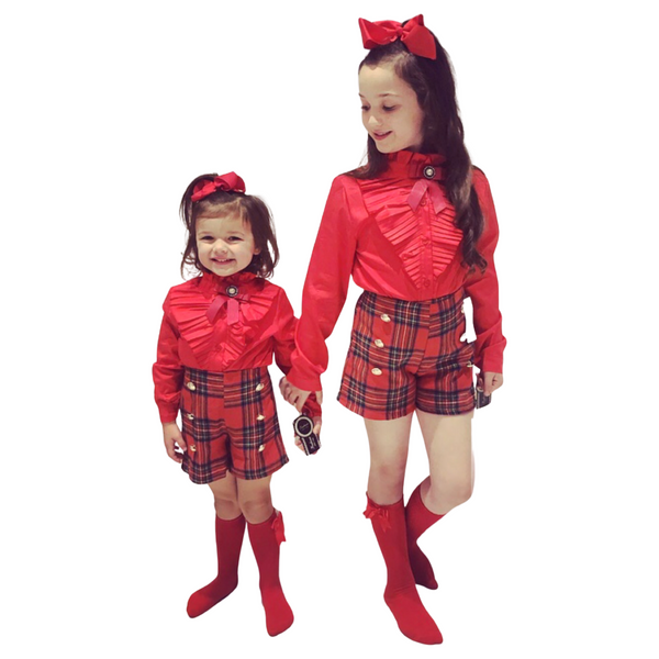Red Romia Shorts & Shirt Set