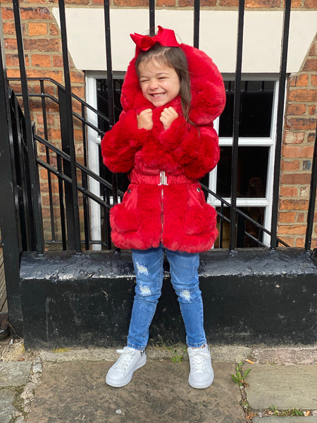 Red Florencia Hooded Coat