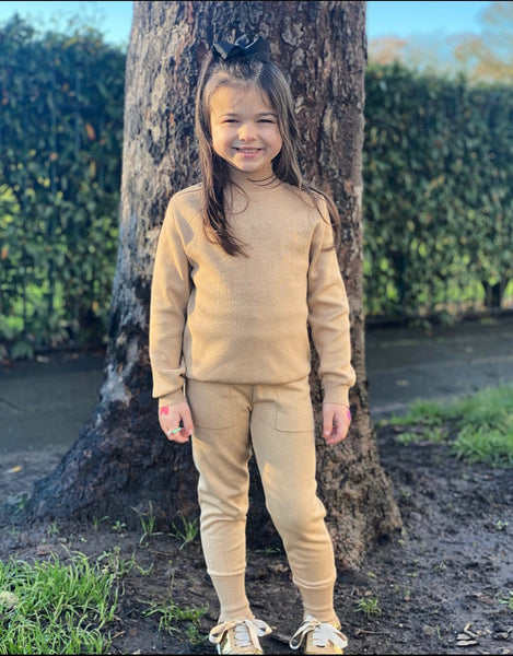 Beige Alani Knitted Leggings Set