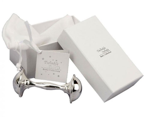 Twinkle Twinkle Silver Plated Baby Rattle