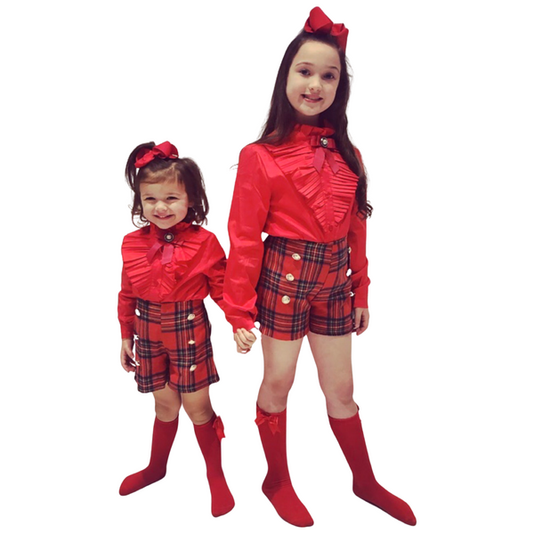 Red Romia Shorts & Shirt Set