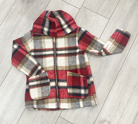 Red Aria Hooded Shacket