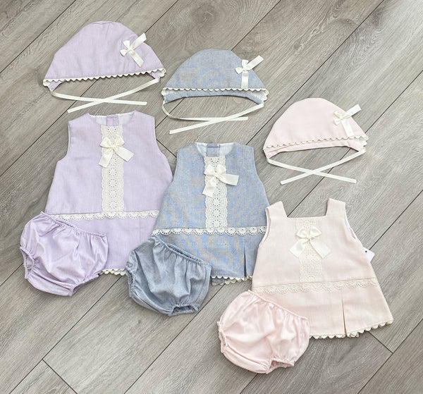 Eva Class Blue Amada Dress, Knickers & Bonnet 21024