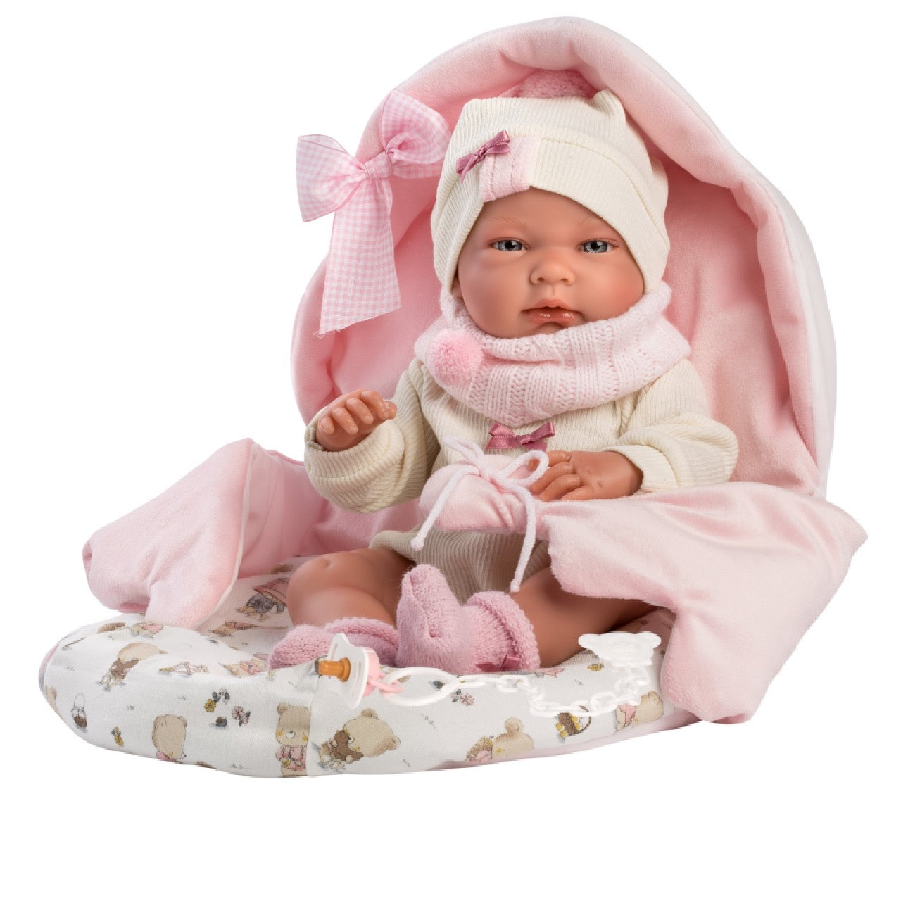 Llorens Nica Baby Doll - 40cm Vinyl Doll With Blue Eyes, Pink Outfit, Blanket & Accessories