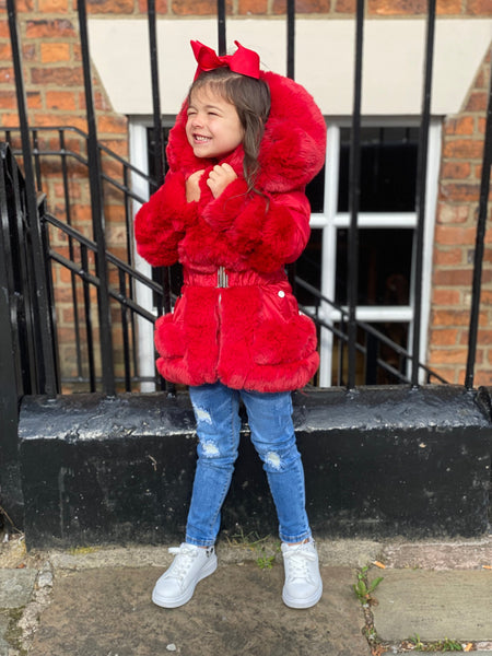 Red Florencia Hooded Coat