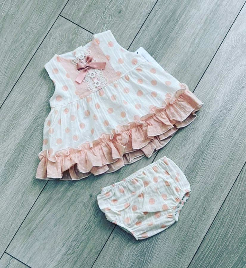 Eva Class Spotted Sienna Baby Dress with Knickers 1013