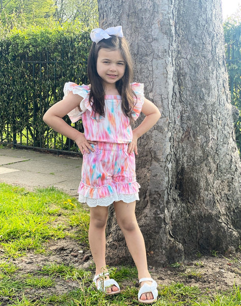 Orange Zaria Shorts Set