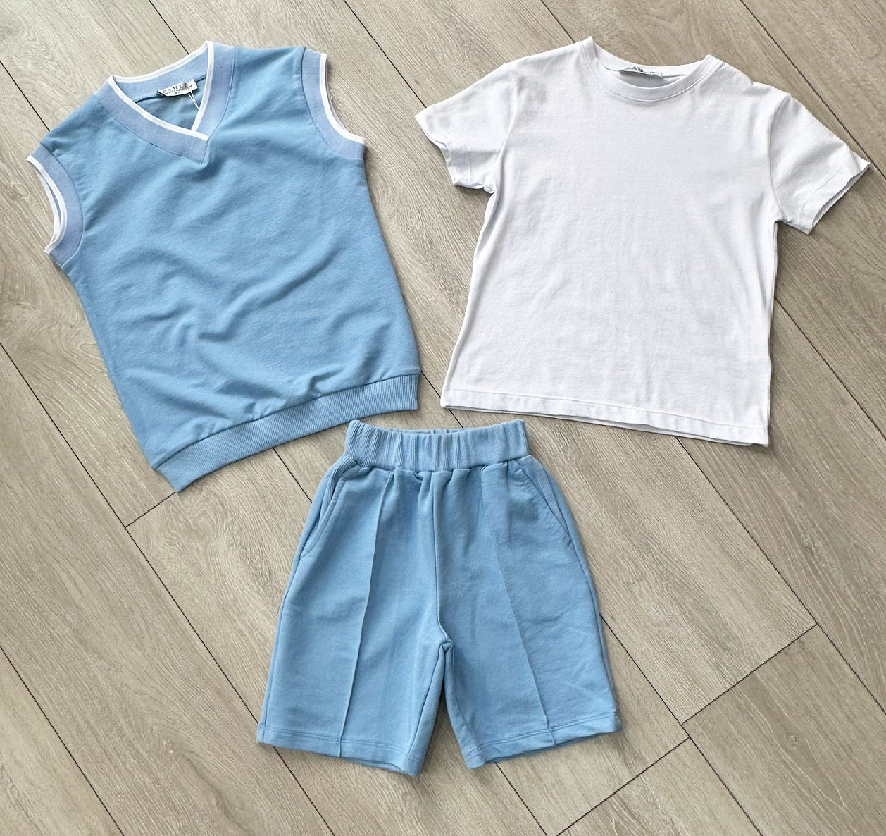Blue Zain 3 Piece Shorts Set
