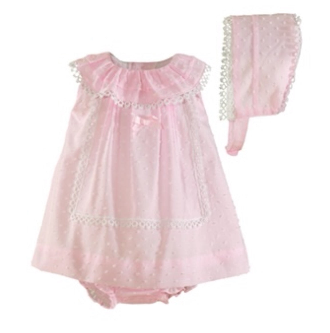 Miranda Baby Girls Pink Dress, Bonnet & Knickers 0036