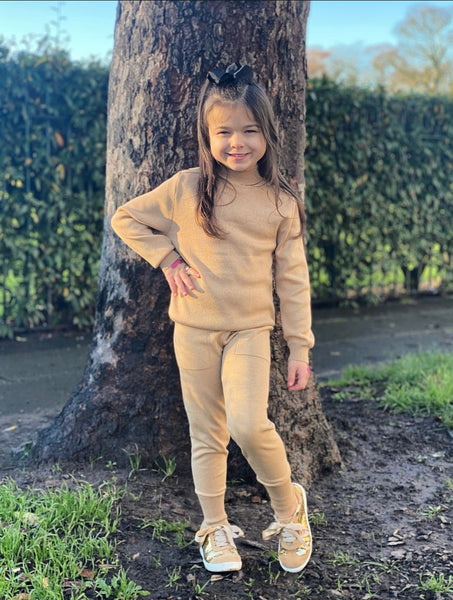 Beige Alani Knitted Leggings Set