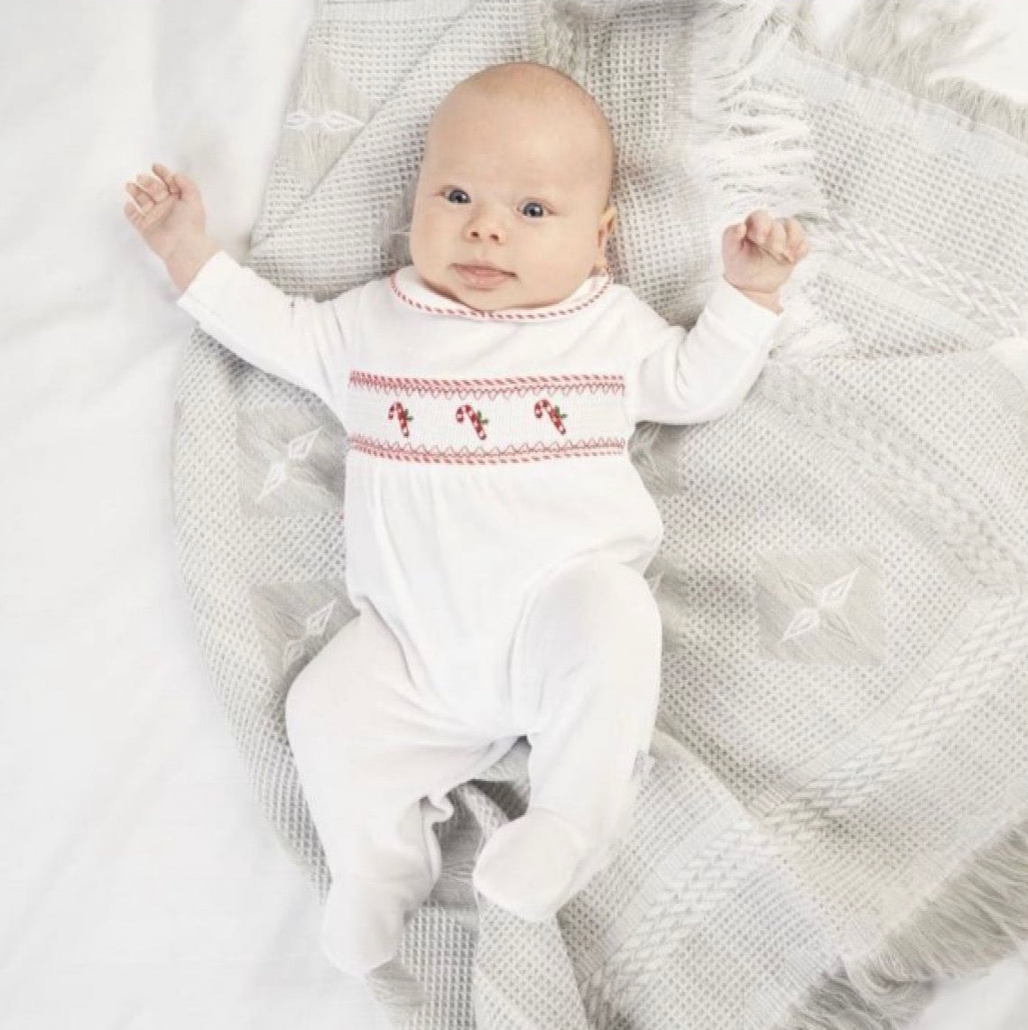 White Candy Cane Baby Grow