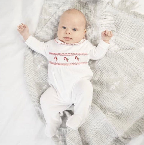 White Candy Cane Baby Grow