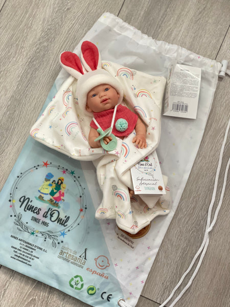 Nines D'Onil Coral Bunny Doll with Blanket