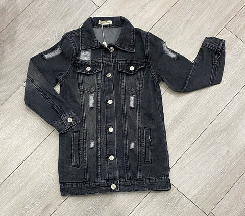 Black Leilani Long Denim Jacket