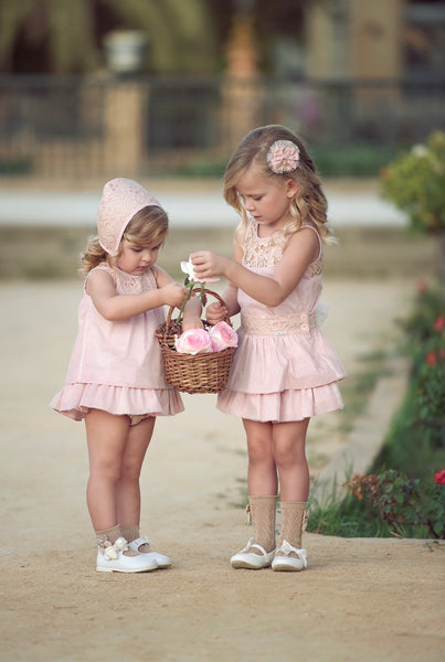 Miranda Baby Girls Pink Lace Dress, Pants & Bonnet