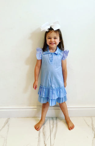 Blue Harlan Bow Back Dress