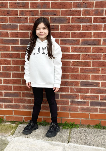 Girls White Yoga Hoodie & Leggings Set