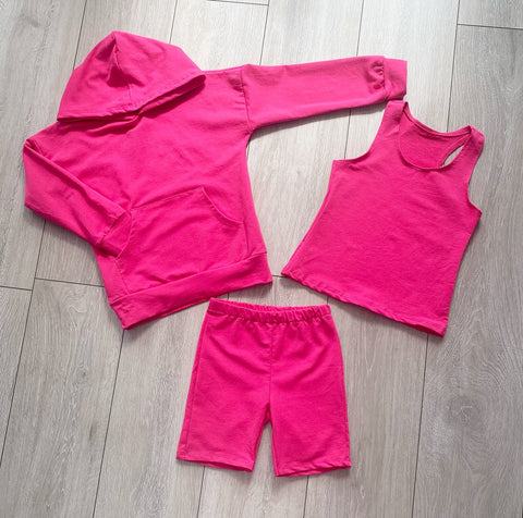 Cerise Pink Elmina 3 Piece Shorts Set