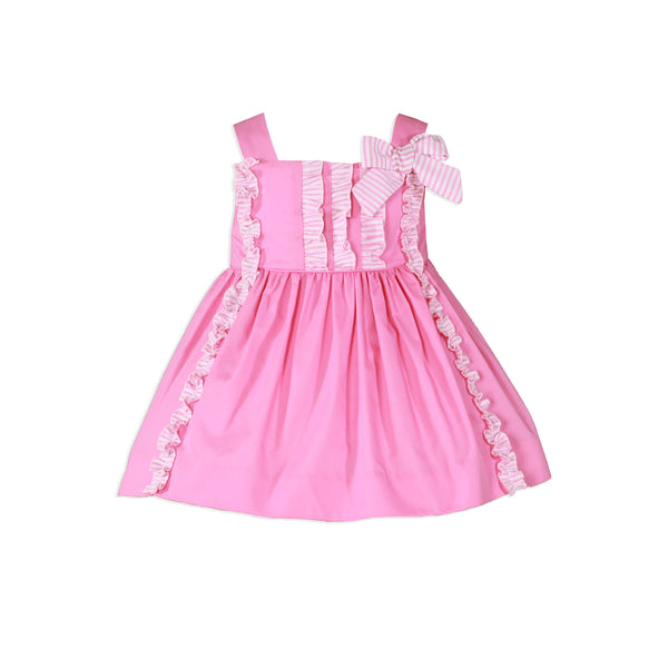 Miranda Baby Girls Pink Ruffle Stripe Dress 0516