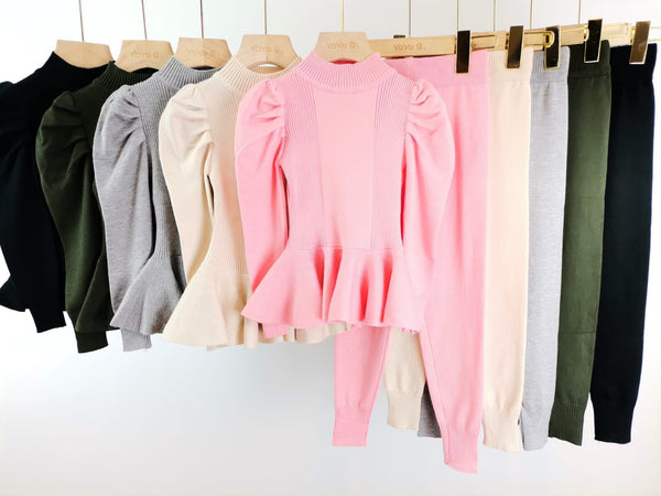 Pink Cecilia Knitted Leggings Set