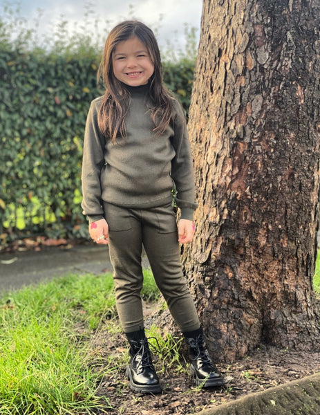 Khaki Alani Knitted Leggings Set