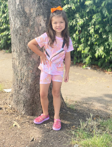 Pink Sienna Shorts Set with Belt Bag