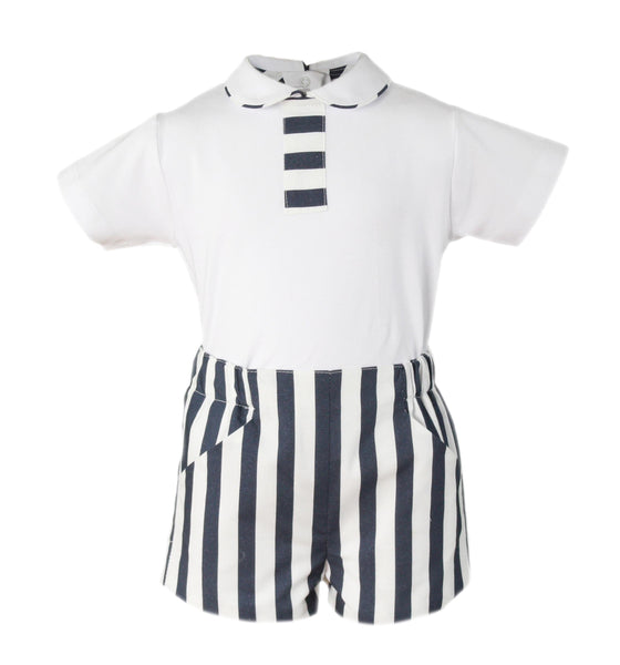 Miranda Boys White & Navy Shorts Set 0512