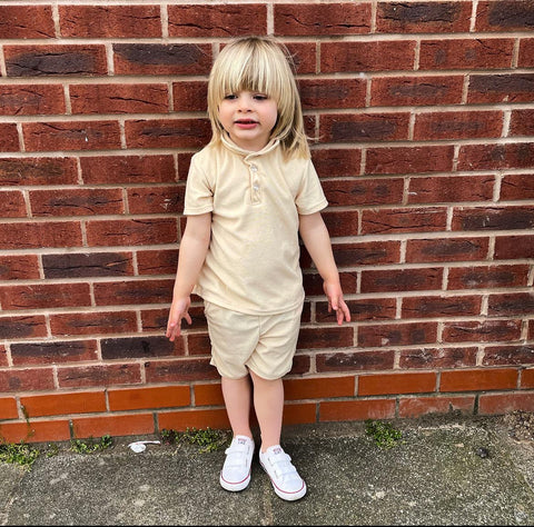 Beige Theo Shorts Set (Towelling)