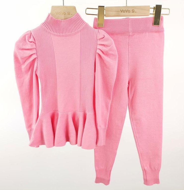 Pink Cecilia Knitted Leggings Set