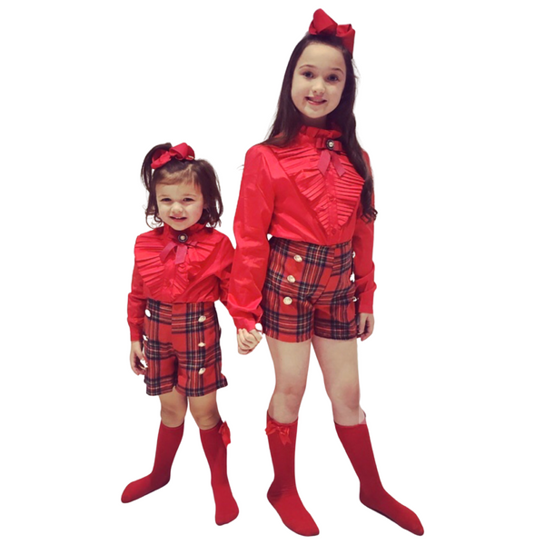 Red Romia Shorts & Shirt Set