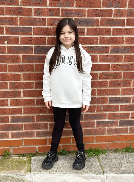 Girls White Yoga Hoodie & Leggings Set