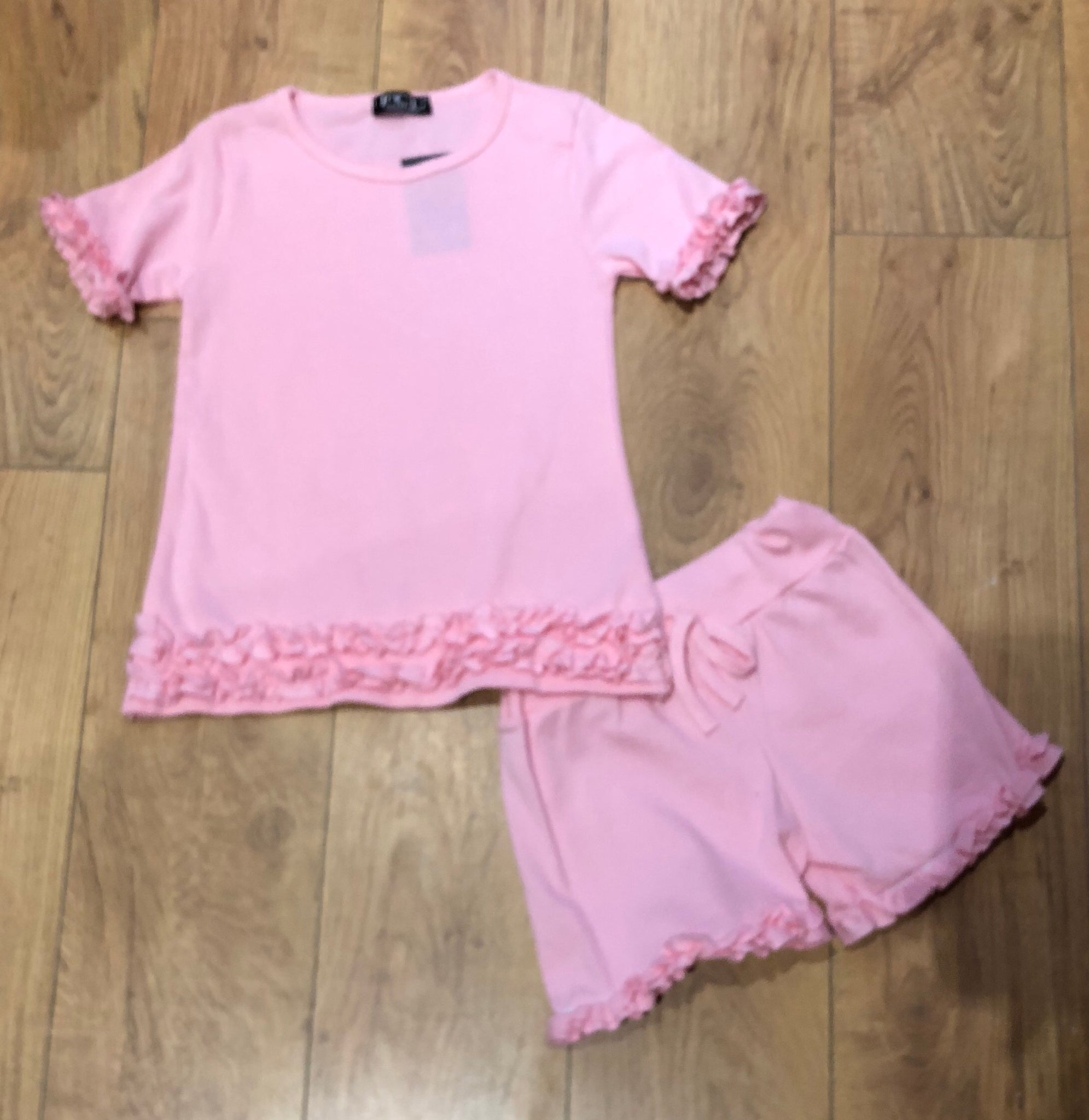 Pink Ruffle Shorts Set