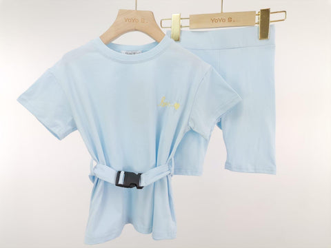 Blue Bronia Shorts Set