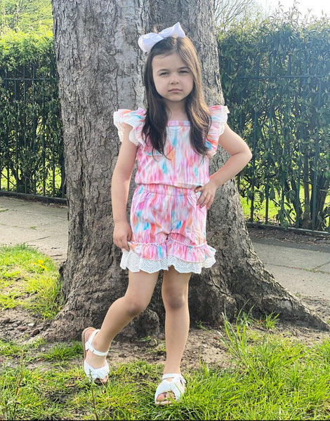 Orange Zaria Shorts Set