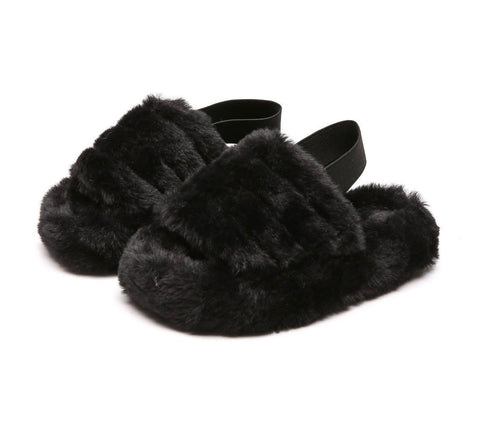 Black Faiza Fluffy Slippers NO EXCHANGE/NO RETURN