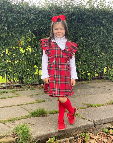 Red Larissa Pinafore Dress & Shirt